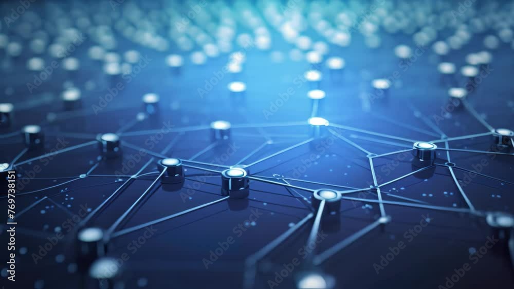 Poster abstract 3d rendering of network connection. futuristic technology style background, an abstract blu