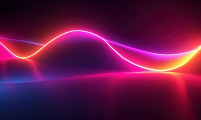 3d render, abstract neon background with curvy colorful line glowing in the dark. Minimalist geometric wallpaper, Generative AI 