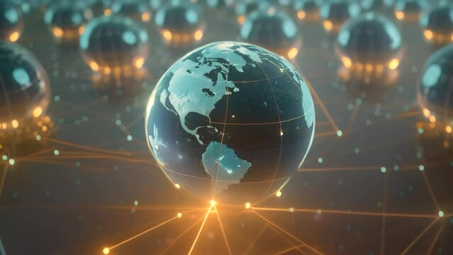 Global network connection and internet communication concept. 3d rendering toned image, An abstract digital technology background showcases the global network connection concept, AI Generated