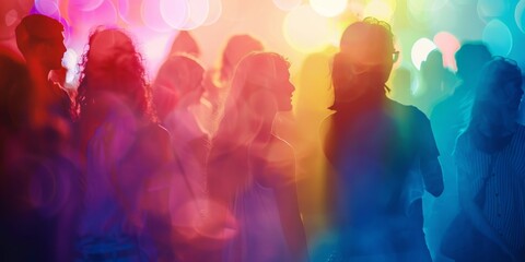 A group of people are dancing and having fun at a party - obrazy, fototapety, plakaty
