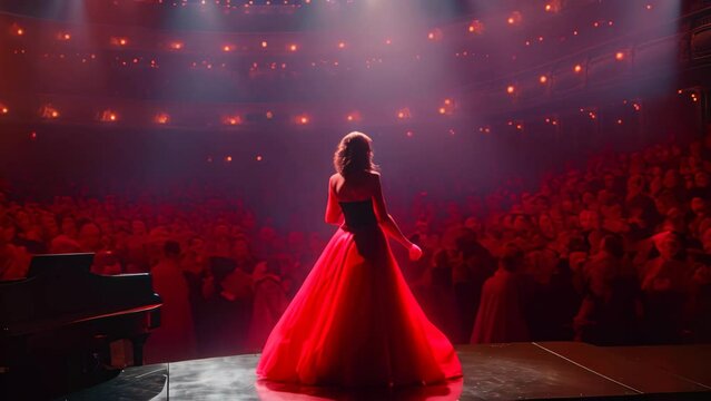 Russia, St. Petersburg 25,05,2017 The concert of the Russian folk song Tikhvin, An opera singer performs in front of a large audience, AI Generated