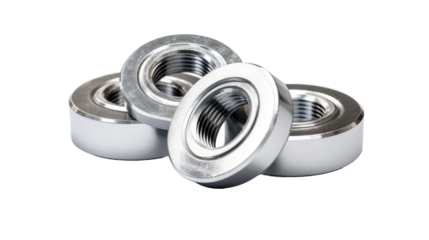 Metal nuts isolated on transparent a white background