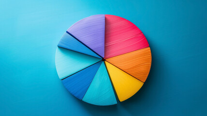 Obraz premium Abstract pie chart with different colors for market share