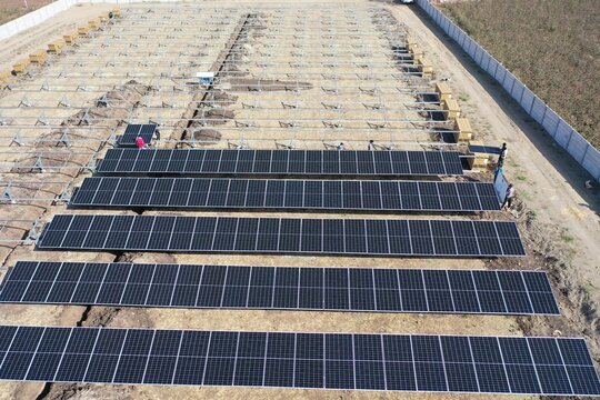 Aerial view of a solar panel farm