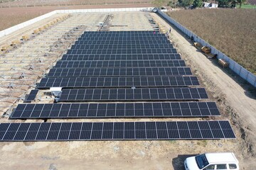 Aerial view of a solar panel farm