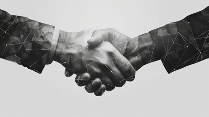 Minimalist handshake silhouette representing partnership - obrazy, fototapety, plakaty
