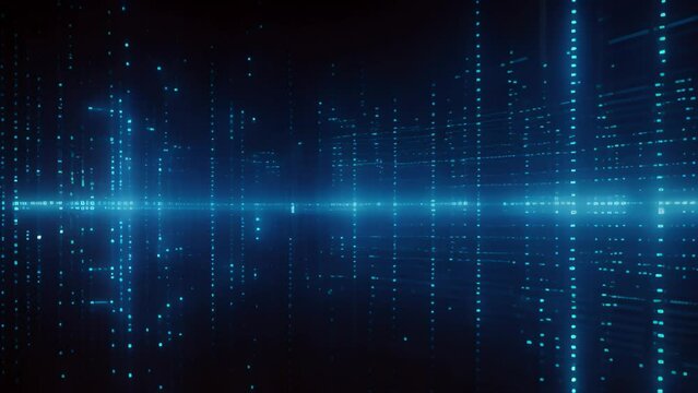 Abstract technology background. Vector illustration. Blue digital binary code on black background, Abstract binary background for hackathon and other digital events, AI Generated