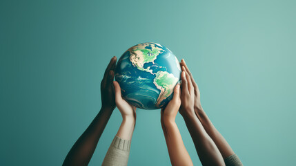 Diversity hand hold the world globe , an Earth day, Environmental day , Save the earth - obrazy, fototapety, plakaty