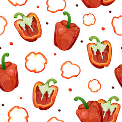 Seamless pattern with red pepper and chilli.