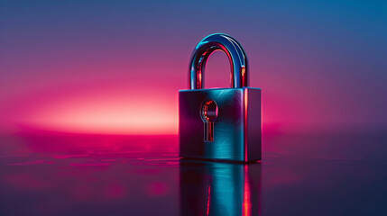 Cybersecurity lock symbol, bold minimalism - obrazy, fototapety, plakaty