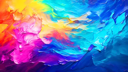 Foto op Canvas Abstract background with colorful rainbow liquid wavy swirl. Fantastic iridescent colors , splash of paints composition. © Nitcharee