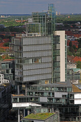 Aerial View of Modern Office Bank Building Glass Skyscraper in Hannover Germany