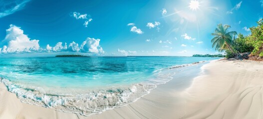 : KS Beautiful beach with white sand and turquoise water.