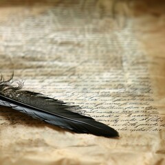 A feather quill writing on ancient parchment, illustrating the timeless impact of visionary words and actions