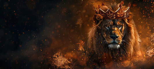 lion in the night dark background smoke effect  - obrazy, fototapety, plakaty