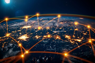 Global digital network. illustrating enhanced connectivity and media for global communication