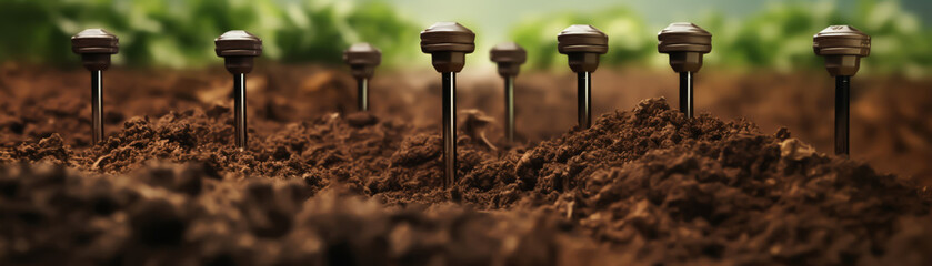 Soil sensors for optimized planting, eyelevel, datadriven agricu - obrazy, fototapety, plakaty