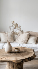 Fototapeta na wymiar Beautiful Organic Wooden Table White Background: Perfect