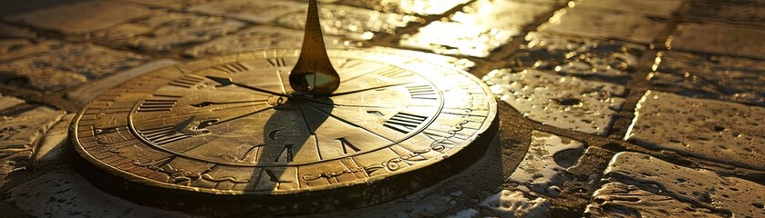 A sundial casting a shadow, illustrating the timeless nature of guiding principles in leadership - obrazy, fototapety, plakaty
