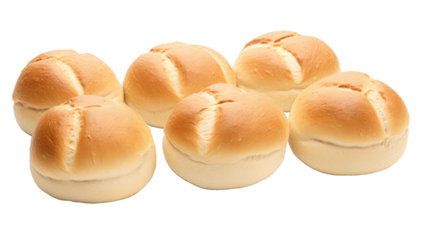Plain kaiser rolls isolated on transparent a white background 
