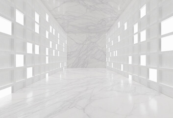 white architecture interior square 3d background