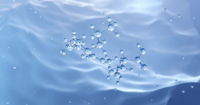 Arachidonic acid rotating molecular structure, 3d model of molecule, omega-6 fatty acid, looped video