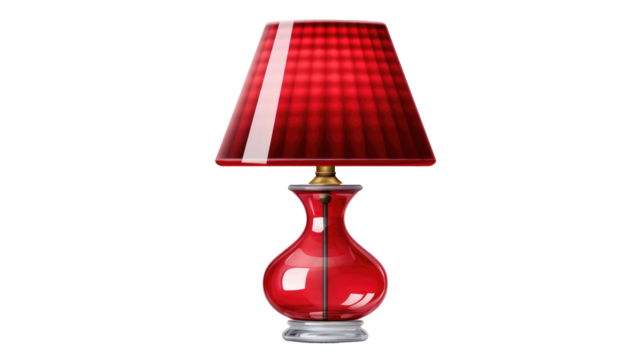 Red lamp isolated on transparent a white background
