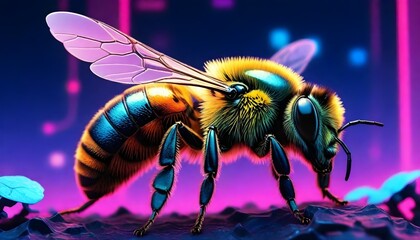 A coloful honey bee (130) - obrazy, fototapety, plakaty