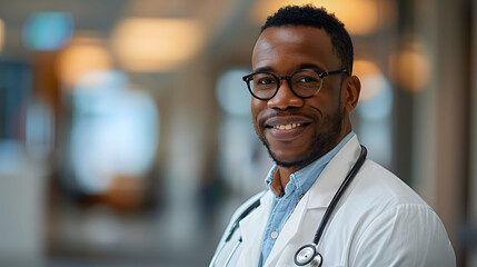 Fototapeta premium Smiling Experienced Doctor with Stethoscope 