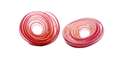 Red onion slices isolated on transparent a white background