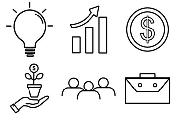 set icon business vector. Vector set of linear icons related to business. Mono line pictograms and infographics design elements