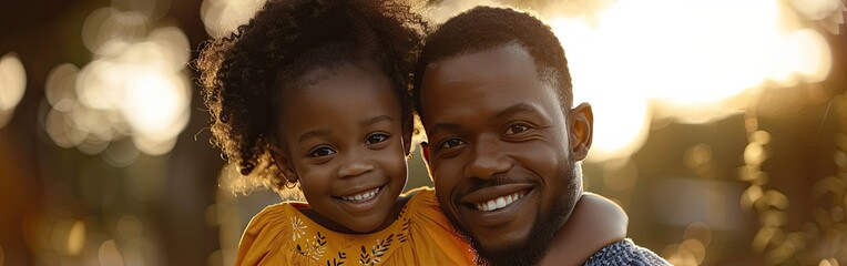 Joyful Embrace: Young Black Family Smiling Outdoors