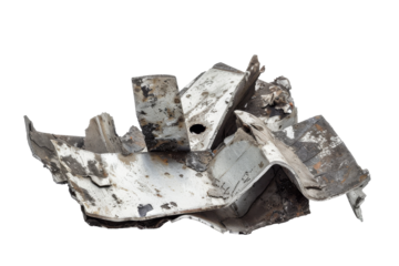 Rusty and corroded metal debris isolated on transparent background