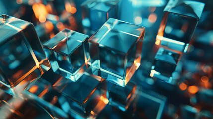 modern 3d wallpaper with glass cubes, abstract background for technology or business presentation, website homepage banner backdrop 