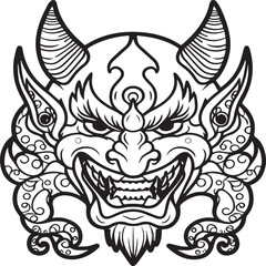 Oni coloring pages. Japanese myth coloring pages