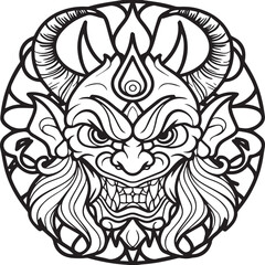 Oni coloring pages. Japanese myth coloring pages