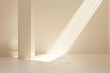Light beige studio background, minimalism, mockup for photo shoots - obrazy, fototapety, plakaty