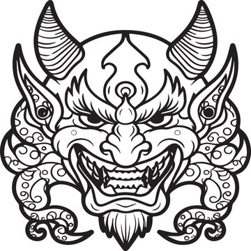 Oni coloring pages. Japanese myth coloring pages