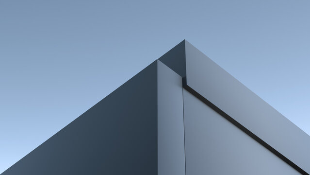 Architectural design minimalism, concrete,stone futuristic building on the background of dark sky,wallpaper.3D render