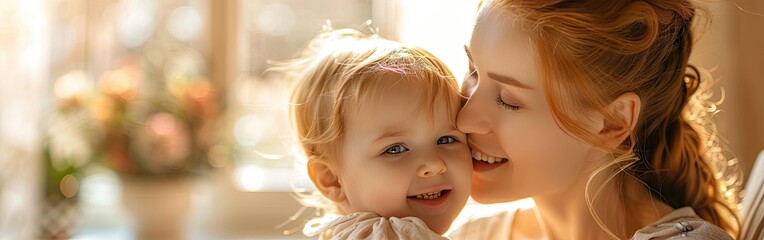 Joyful Mother and Child Bonding through Play, Kisses, and Hugs