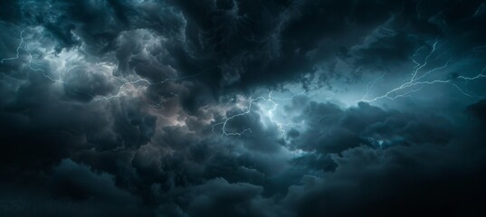 Naklejka na ściany i meble KS abstract background of dark stormy clouds with lightni