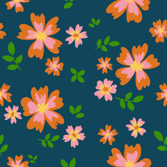 beautiful flower floral retro seamless repeat pattern. This is a vintage flower daisy vector. Design for decorative, wallpaper, shirts, clothing, tablecloths, blankets, wrapping, textile, fabric