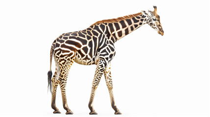 Different,Unique giraffe with zebra stripes on a white background with room for text or copy space - 769760343