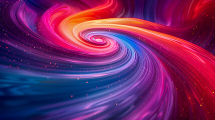 Vibrant swirl of colors ranging from warm oranges to cool blues.
