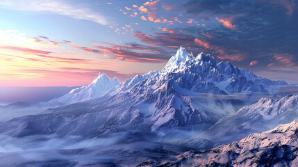 Majestic mountain range, tranquil sunset, beauty in nature