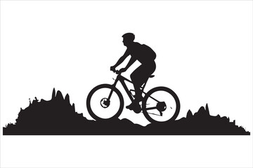 Fototapeta premium Mountain biker silhouette. Mountain biker black icon on white background