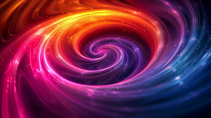 Vibrant swirl of colors ranging from warm oranges to cool blues.