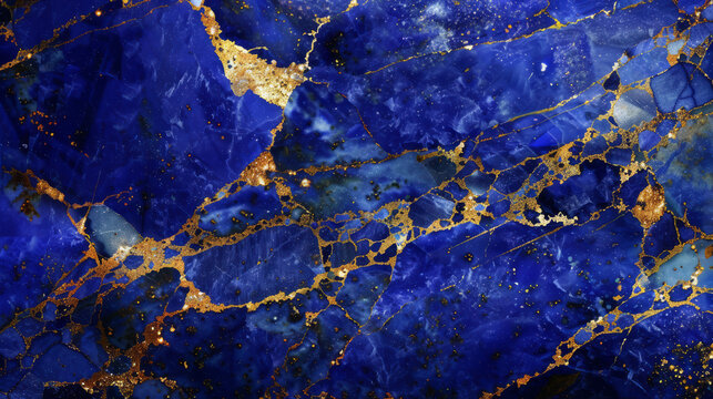 A stunning high-resolution image showcasing the deep blue of lapis lazuli stone with intricate golden veins