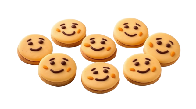 Smiley cookies isolated on transparent a white background 