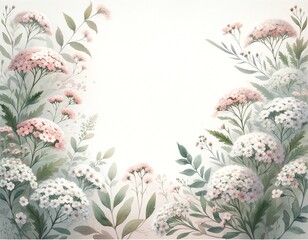 Watercolor Painting of Yarrow Flowers